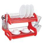 Home Basics Plastic Dish Drainer 2-Tier, Red