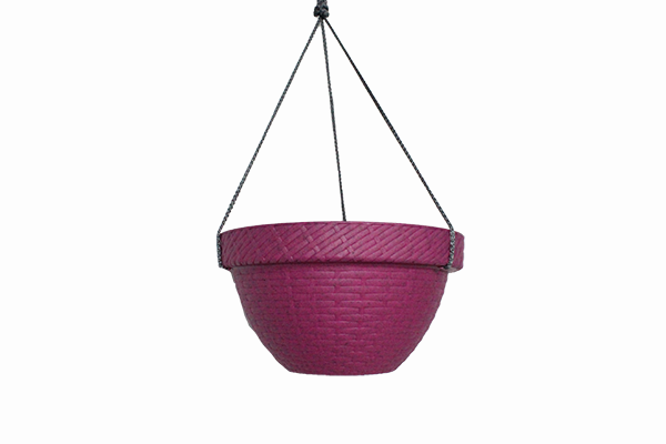 ****Terragave Rattan Hanging Pot, Fuscia