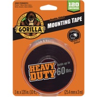 Gorilla Heavy Duty Double-Sided Mounting Tape 1 x 120 In Black (60 Lb Capacity)