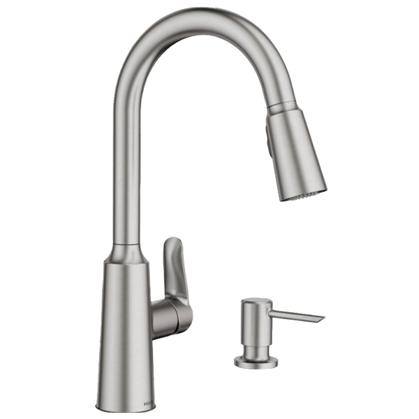 Moen Edwyn Single Handle Lever Pull-Down Kitchen Faucet with Soap Dispenser SS