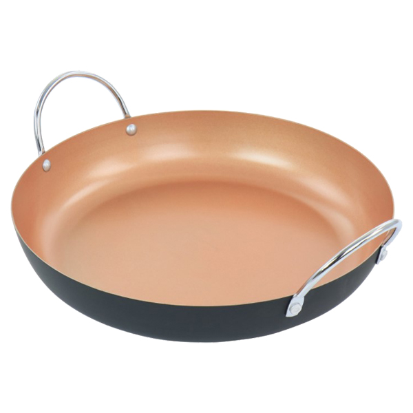 Oster Stonefire Paella Pan 11in SS Handle Non-Stick Steel Copper/Matte Black