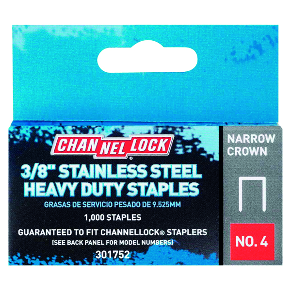 ****Channellock No. 4 Narrow Crown Stainless Steel Staple, 3/8 In. (1000-Pc)