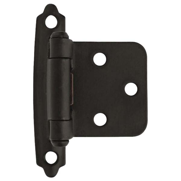 ^Amerock Functional Hardware Flat Black Self-Closing Face Mount Variable Overlay Hinge 2pk