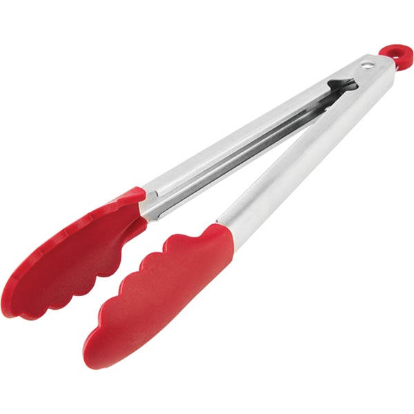 KitchenAid Gourmet Tongs 11.5 In. Red Silicone Tip Stainless Steel