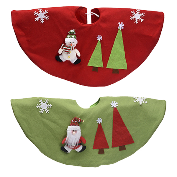 Miro Christmas Tree Skirt Santa/ Snowman Red/ Green 75cm/ 29.5in