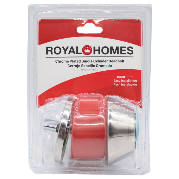 Royal Homes Single Cylinder Deadbolt Chome Plated