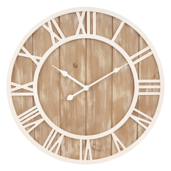 La Crosse Harper Wall Clock 19.75 In. Beige Wood/White Quartz