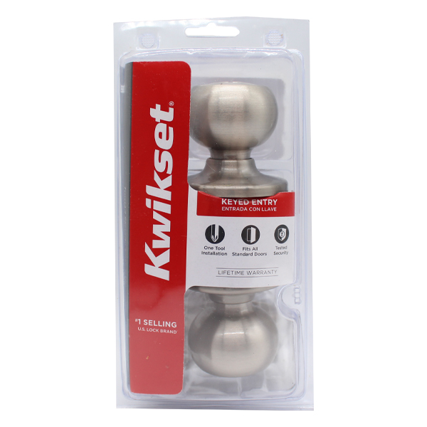 ****Kwikset Satin Nickel Knob - Keyed Entry on Both Sides