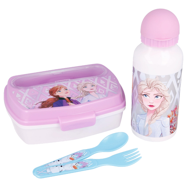 ****Disney Frozen II 4pc BTS Set - 400ml Bottle, Sandwich Box w/Cutlery