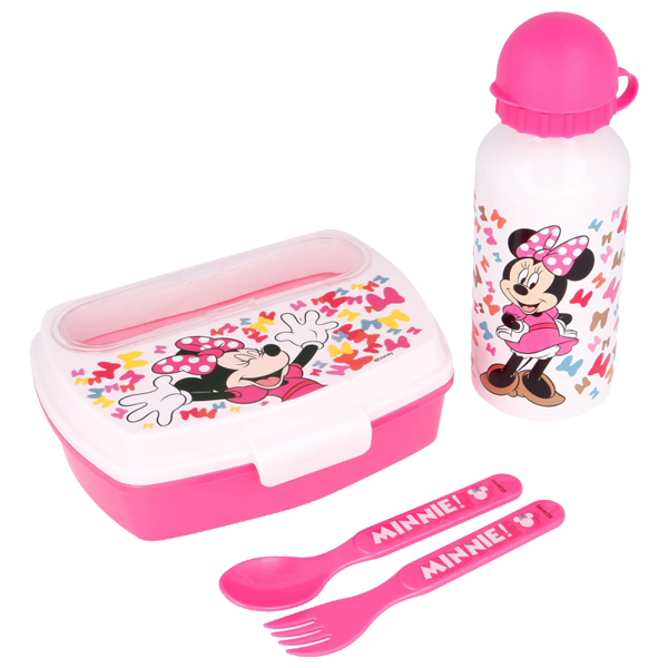 ****Disney Minnie 4pc BTS Set - 400ml Bottle, Sandwich Box w/Cutlery