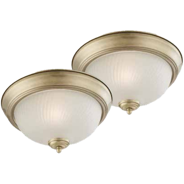 Westinghouse 2pk 11-In. Flush Mount Ceiling Light, Antique Brass