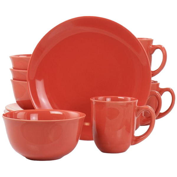 ****Gibson Home Mercer 12pc Dinnerware Set Red Stoneware