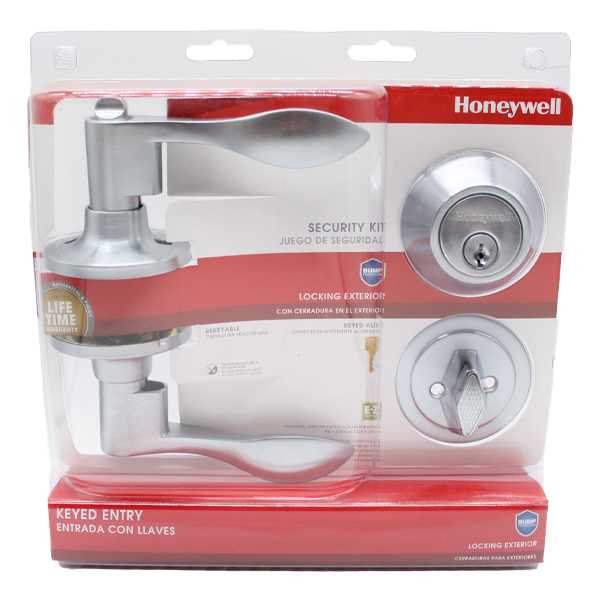 ****Honeywell Wave Lever Combo Keyed Entry Satin Chrome