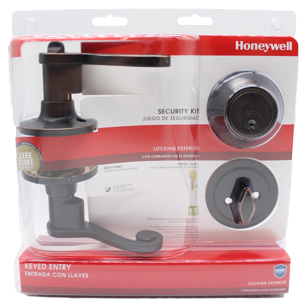 ****Honeywell Satin Chrome Lever Keyed Entry Oil Rubbed Bronze