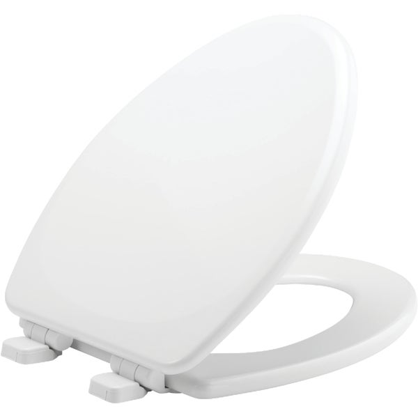 Mayfair Elongated Closed Front Slow Close Wood Toilet Seat, White