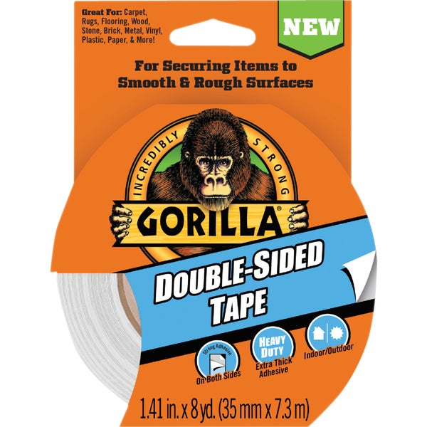 Gorilla Double-Sided Duct Tape 1.41 in x 8 Yd, Gray