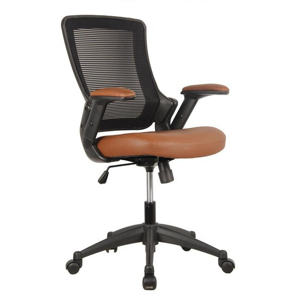 Techni Mobili Mid-Back Mesh Task Office Chair, Brown/ Black