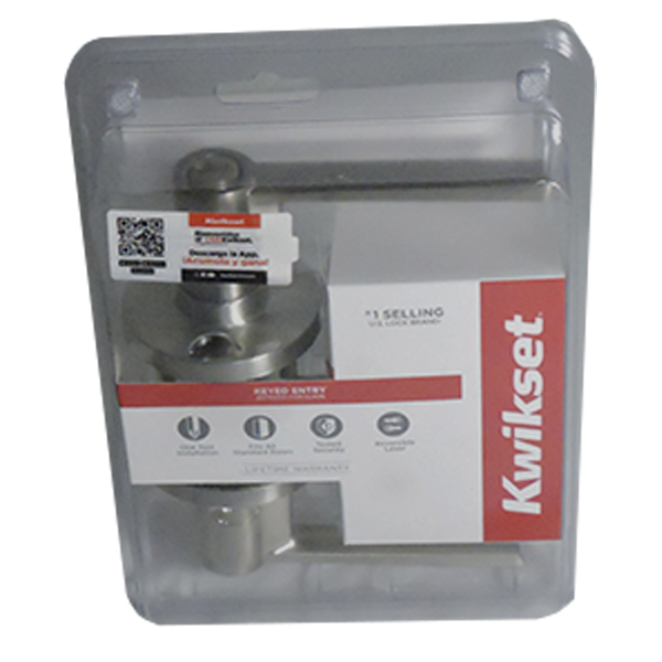 Kwikset Westley Entry Lever Single Cylinder, Satin Nickel