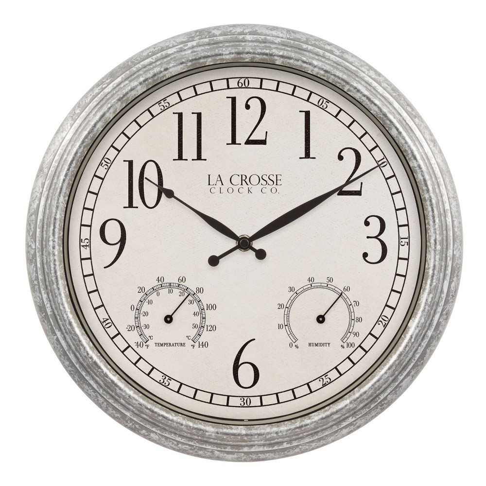 ****La Crosse 14 In. Silas Indoor/Outdoor Wall Clock with Temperature &amp; Humidity