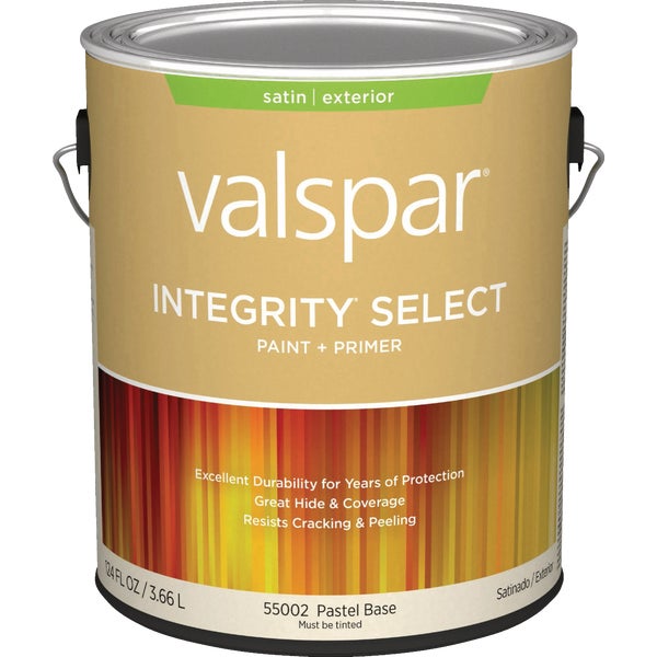 Valspar Integrity Select Satin Paint &amp; Primer Exterior Paint, Pastel Base, 1 Gal