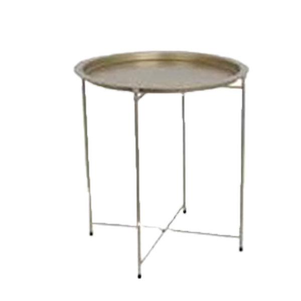 Home Basics Round Folding Accent Table, Brushed Gold