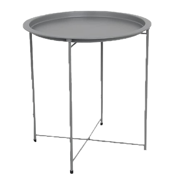 Home Basics Round Folding Accent Table, Matte Grey