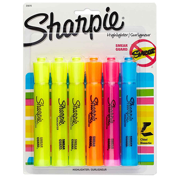 Sharpie Highlighters Assorted Colours, Set of 6