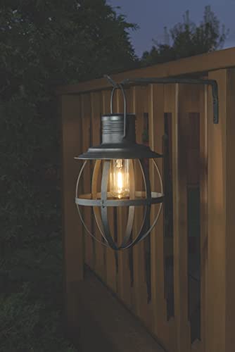 Xodus Outdoor Metal Hanging LED Lantern, Battery-Powered w/Automatic Timer, Black