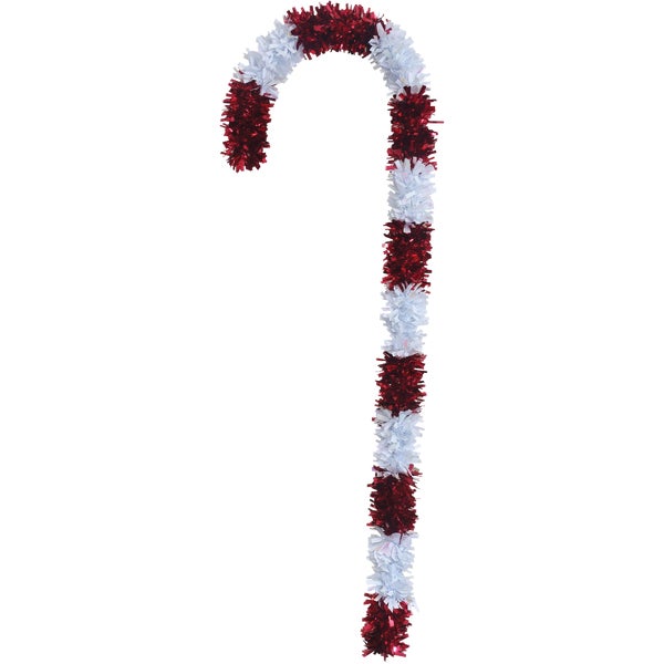 F C Young Jumbo Tinsel Candy Cane 48 In. Red &amp; Opal