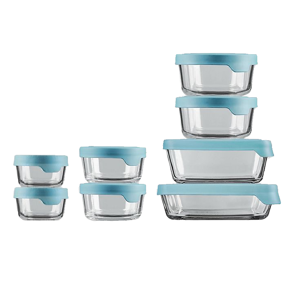 Anchor Hocking 16pc Glass Food Storage Set w/ Trueseal Lids Clear/Mineral Blue