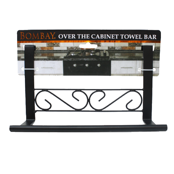 Bombay Over-the-Cabinet Decorative Towel Bar 9.3 x 3.2 x 6.3in, Blk