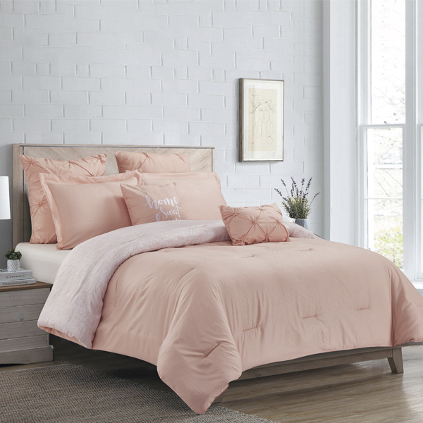 Morgan Collection 7pc Queen Comforter Set, Blush