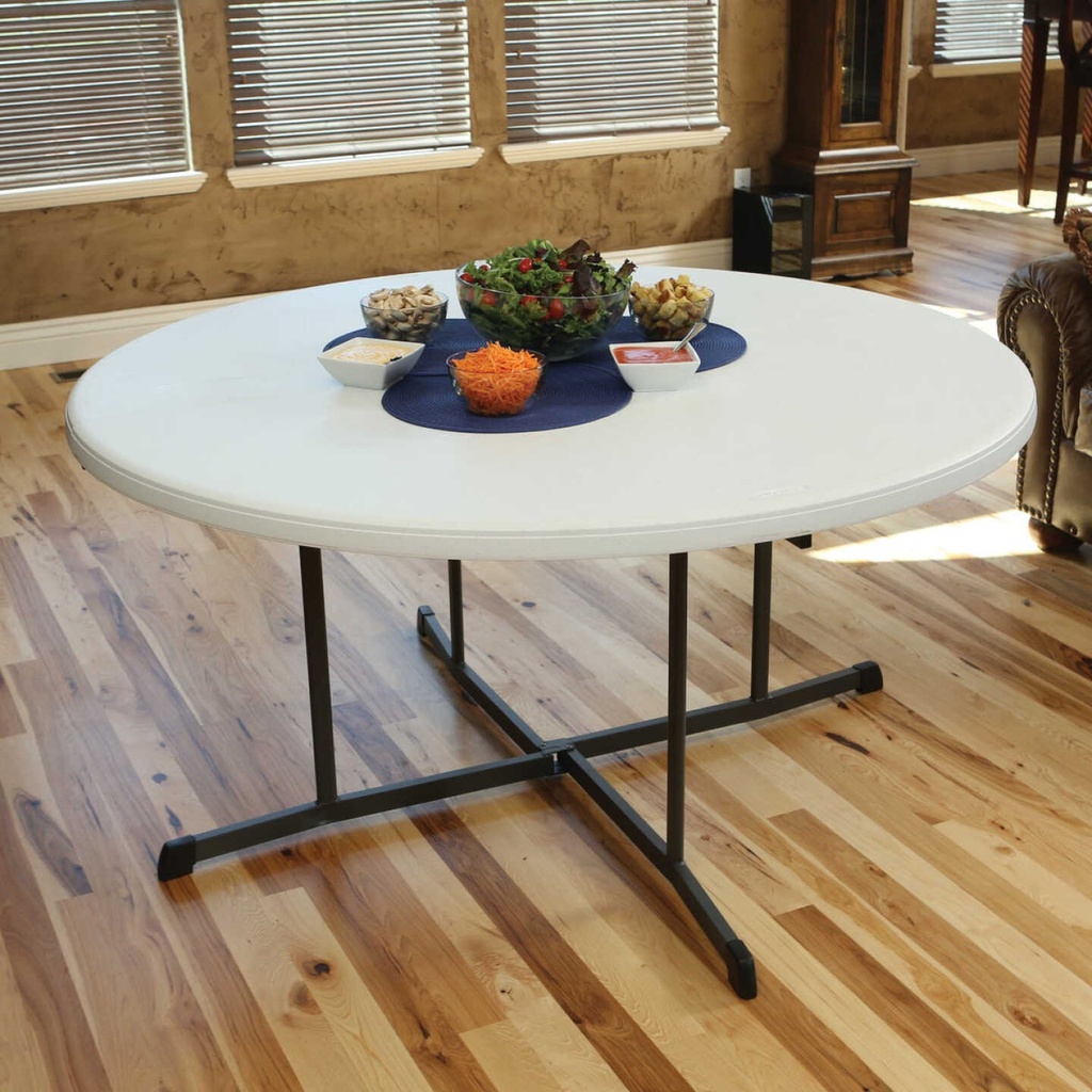 Lifetime 60-In. Round Commercial Fold-in-Half Table, White Granite