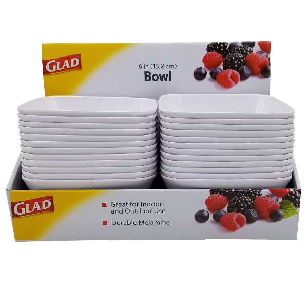 ****Glad Melamine Square Bowl 6in, White