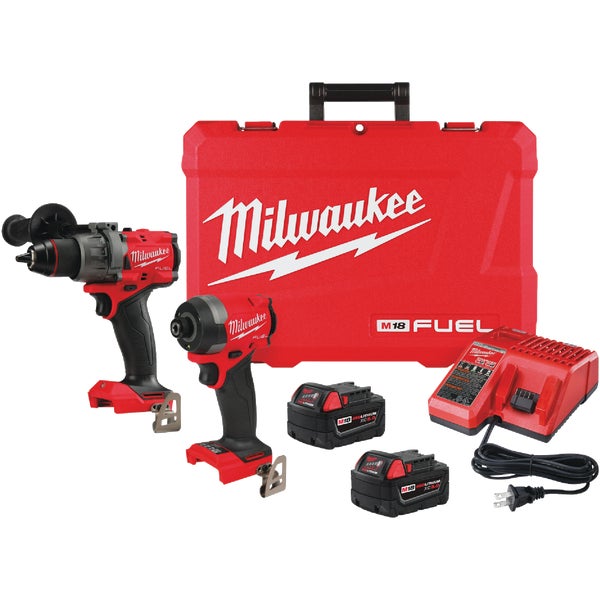 Milwaukee 2-Tool M18 FUEL 18 Volt Lithium-Ion Brushless Hammer Drill &amp; Impact Driver Cordless Tool Combo Kit