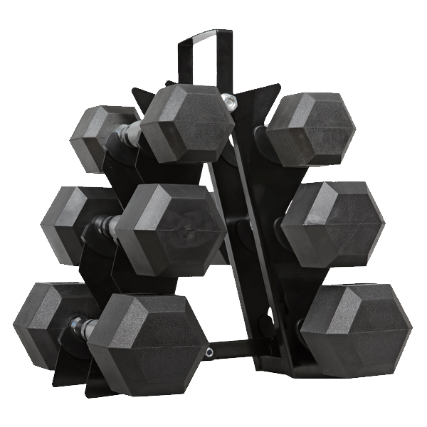 Gym Master 46 Lb Rubber Dumbbell Set, Black - 2 x 5 Lb, 2 x 8 Lb, 2 x 10 Lb