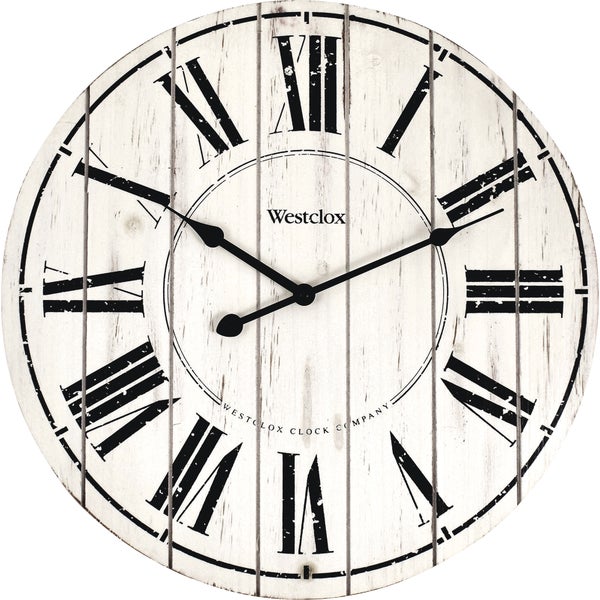 ****Westclox Wall Clock 18 In. Whitewash Wood with Distressed Finish