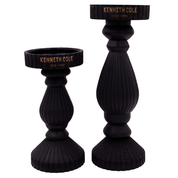 Kenneth Cole Candle Holders, Black - 2pc Set