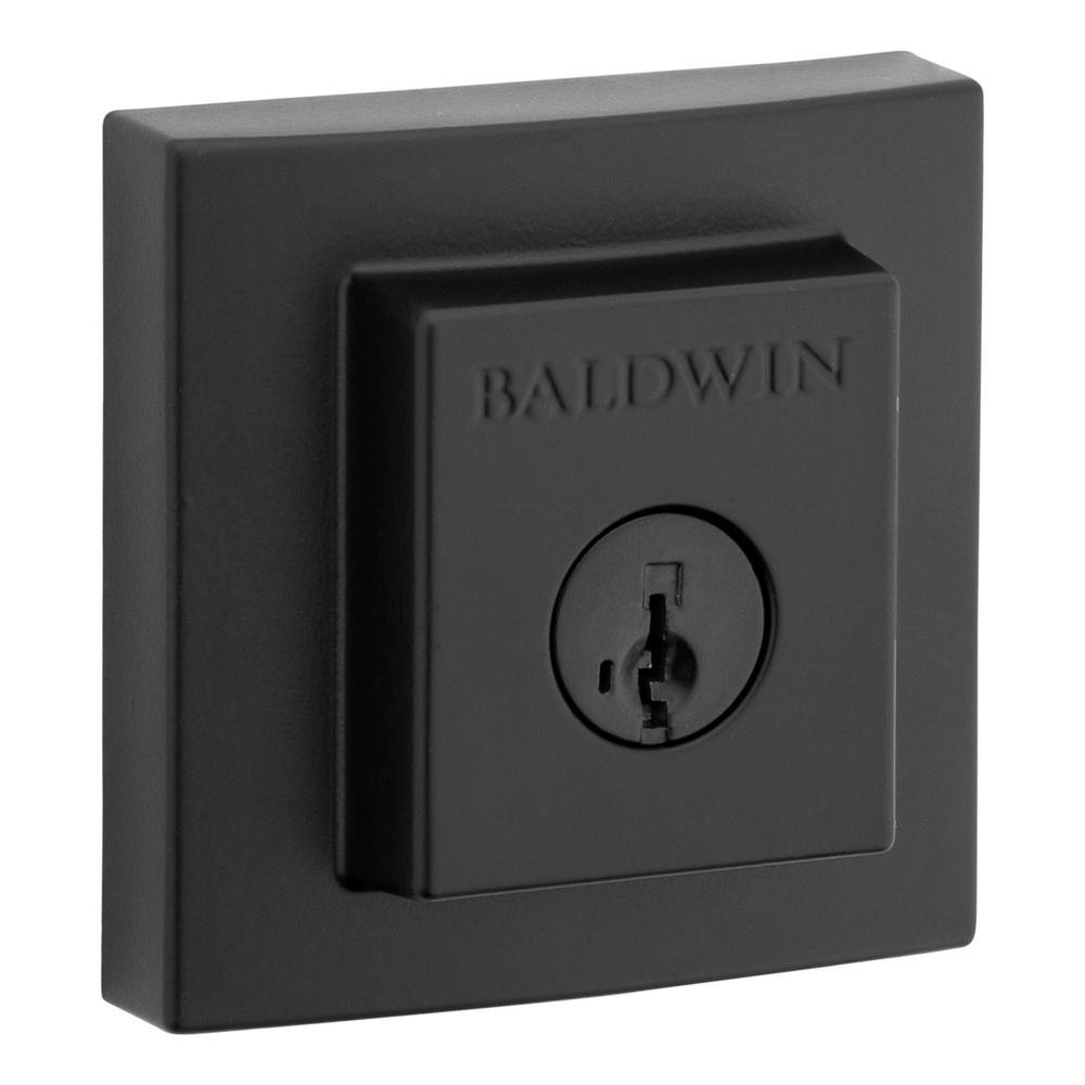 Baldwin Prestige Spyglass Square Single Cylinder Deadbolt, Matte Black