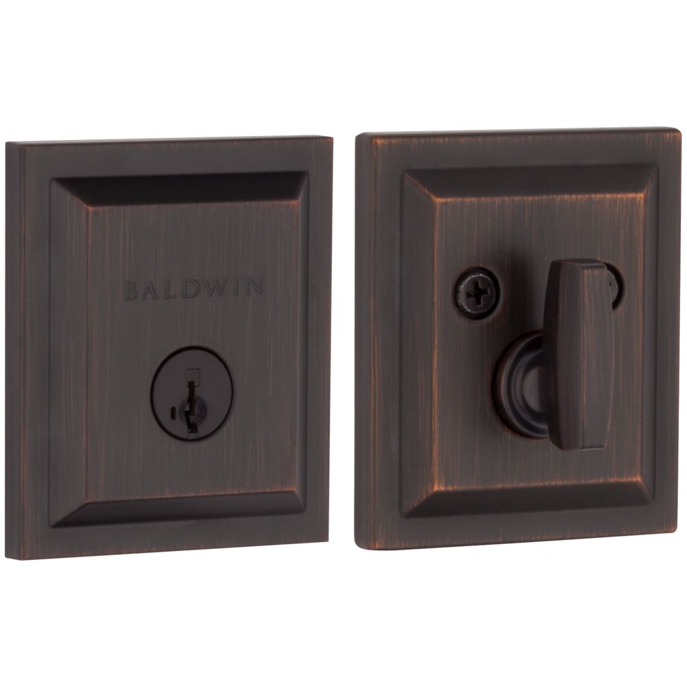 Baldwin Prestige Torrey Pines Single Cylinder Square Deadbolt with SmartKey Security, Venetian Bronze