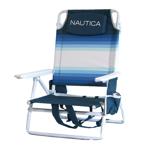 Nautica Beach Chair 5-Position, Ombre Stripe Blue