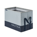 Nautica Folding Rectangular Storage Bin, Gray Block