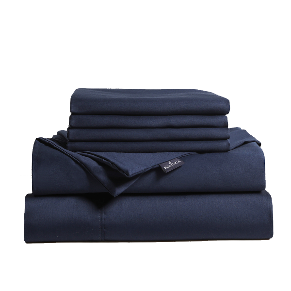 ****Nautica 3pc Duvet Cover Set Full/ Queen 400TC, Navy