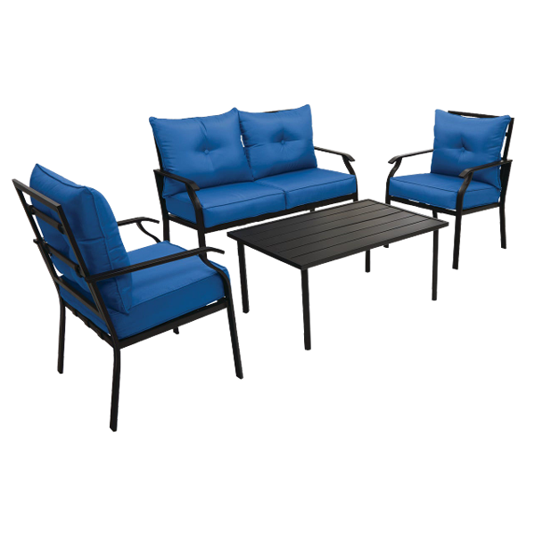 Outdoor Expressions 4-Piece Azure Chat Set, Blue
