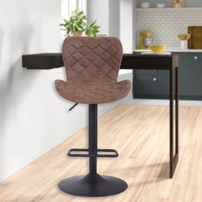 Mobel Pedestal Bar Stool, Camel/ Black