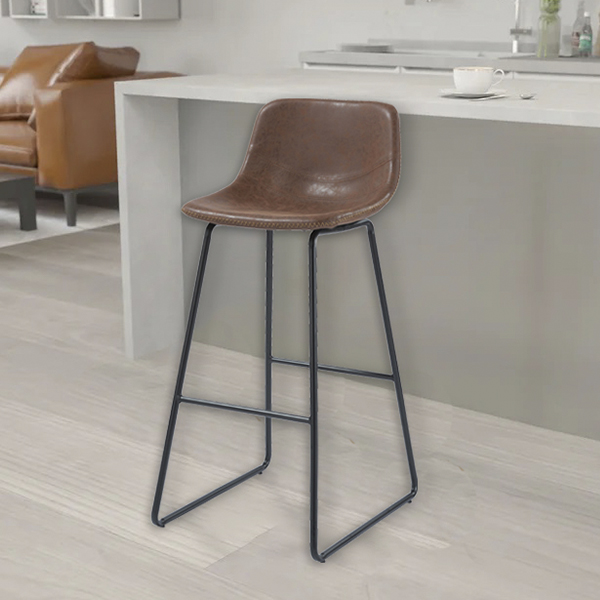 Mobel Iron Bar Stool, Brown/ Matte Black