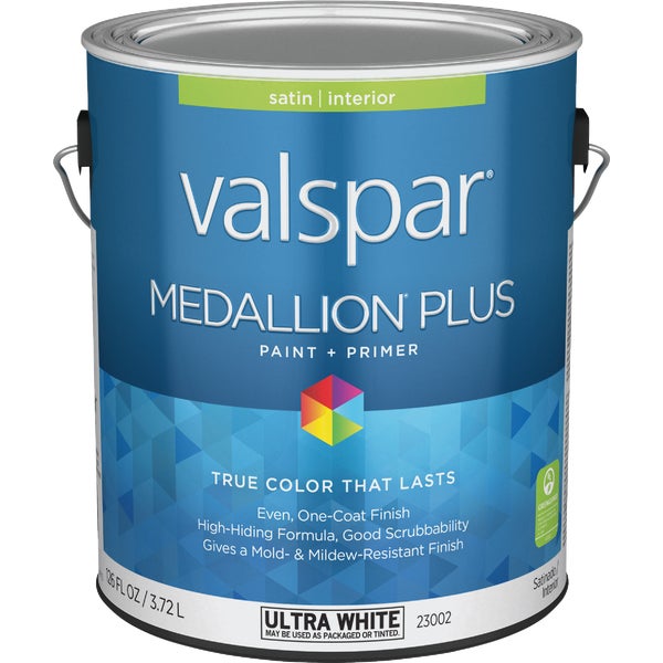 Valspar Medallion Plus Premium Paint &amp; Primer Satin Interior Paint, Ultra White, 1 Gal.