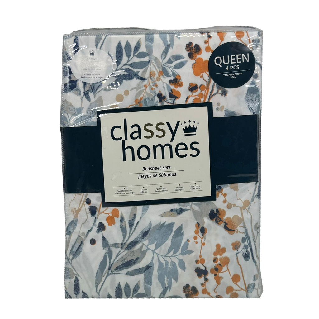 Classy Homes Queen 4pc Printed Sheet Set