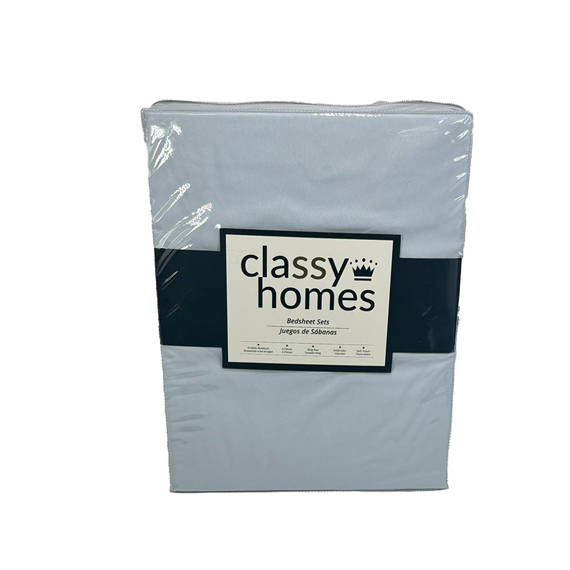 Classy Homes King 4pc Solid Sheet Set With Horizontal Style