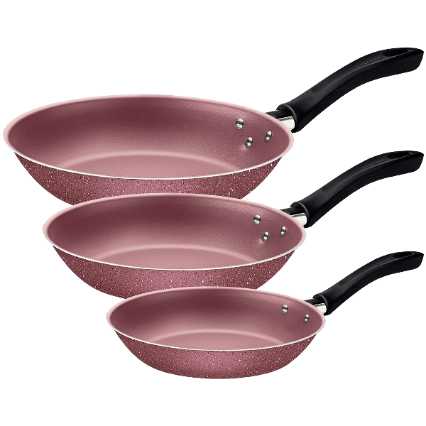 Tramontina Caribe Non-Stick Frying Pans, Pink - Set of 3